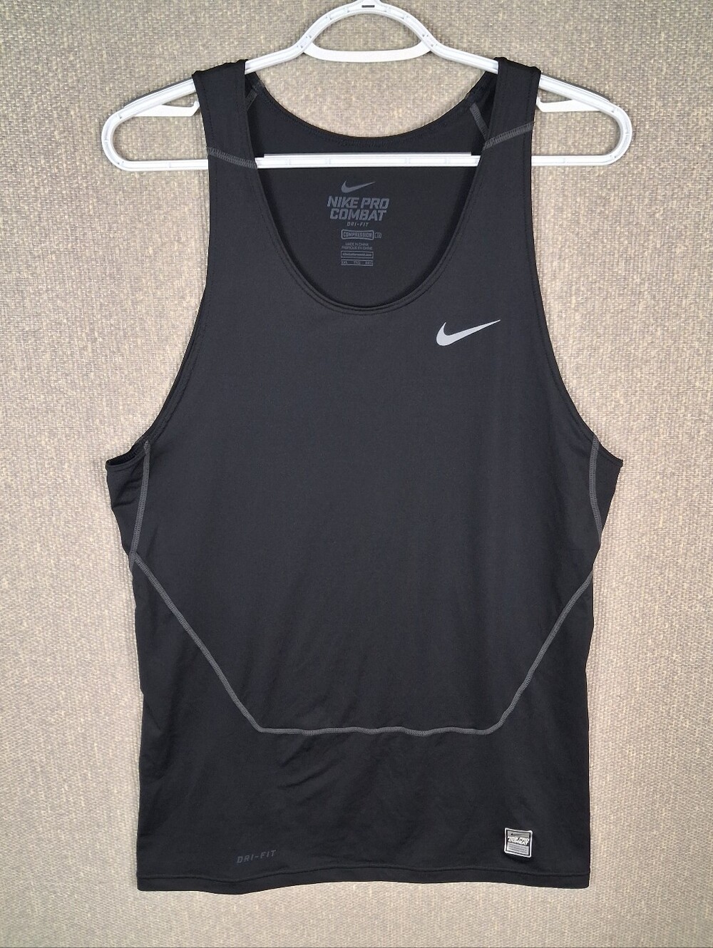 Nike Pro Combat Dri-FIT Compression Tank Top Flatlock Stitching Black Size XXL